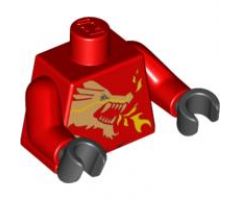 Torso Ninjago Gold Dragon Head and Flames Front and 'KAI' Back Pattern / Red Arms / Black Hands