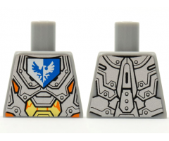 Torso Nexo Knights Armor with Orange and Gold Circuitry and Emblem with Blue Falcon Pattern