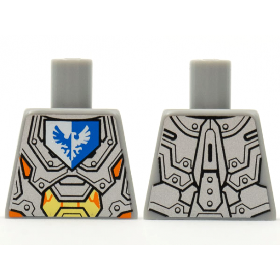 Torso Nexo Knights Armor with Orange and Gold Circuitry and Emblem with Blue Falcon Pattern