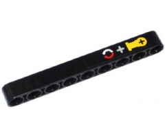 Technic, Liftarm 1 x 9 Thick with Red and White Arrows, Gray Cross and Yellow Technic Axle Connector Pattern (Sticker) - Set 42024