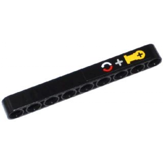 Technic, Liftarm 1 x 9 Thick with Red and White Arrows, Gray Cross and Yellow Technic Axle Connector Pattern (Sticker) - Set 42024