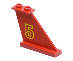 Tail 4 x 1 x 3 with Yellow Number 5 Pattern on Right Side (Sticker) - Set 6679