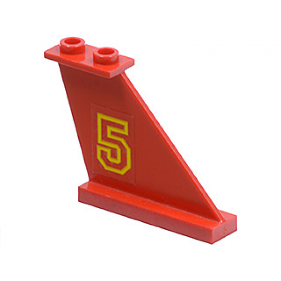 Tail 4 x 1 x 3 with Yellow Number 5 Pattern on Right Side (Sticker) - Set 6679