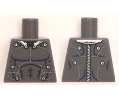 Torso Muscles Outline with Electrodes and Wires, Silver Collar and Zipper on Back Pattern