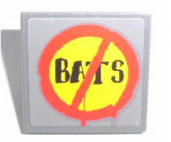Road Sign 2 x 2 Square with Clip with 'BATS' Pattern (Sticker) - Set 7787