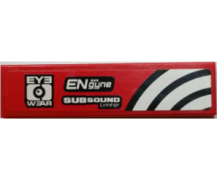 Tile 1 x 4 with 'EYE WEAR', 'ENgyne', 'SUBSOUND Limiter' and White and Black Curved Lines Pattern Model Right Side (Sticker) - Set 8182