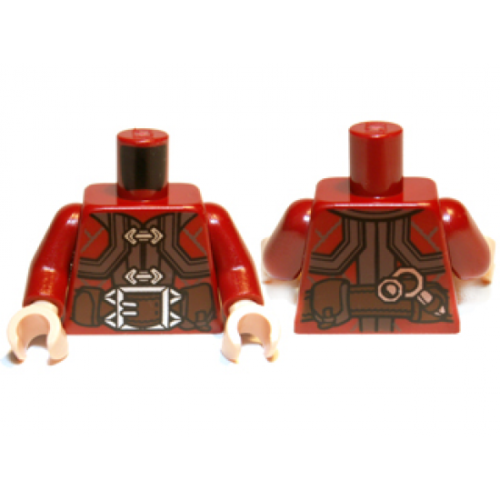 Torso LotR Jacket with Silver Clasps and Large Belt Buckle Pattern / Dark Red Arms / Light Nougat Hands