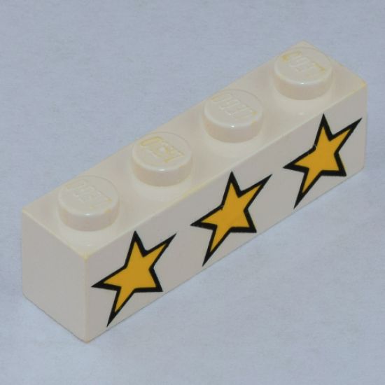 Brick 1 x 4 with 3 Yellow Stars Pattern