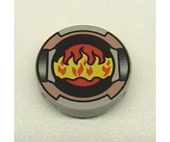 Tile, Round 2 x 2 with Flame and Sand Red Border Pattern