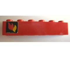 Brick 1 x 6 with Classic Fire Logo Pattern Left (Sticker) - Sets 374-1 / 590