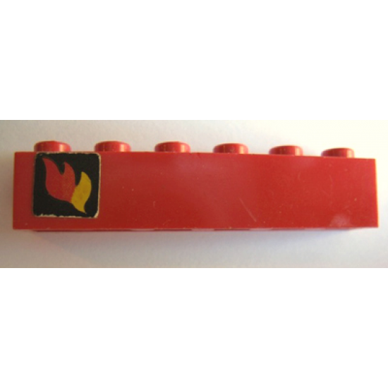 Brick 1 x 6 with Classic Fire Logo Pattern Left (Sticker) - Sets 374-1 / 590