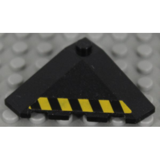 Wedge 4 x 4 (Slope 18 Corner) with Black and Yellow Danger Stripes Pattern Right (Sticker) - Set 7713