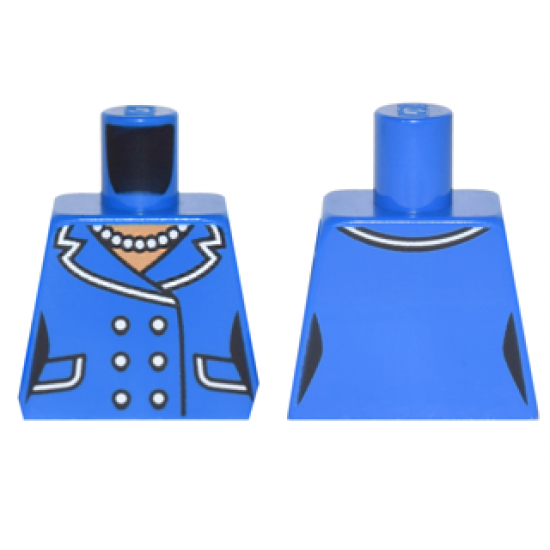 Torso Batman Female Outline Suit with Lapels, Pockets, Buttons and Pearl Necklace Pattern
