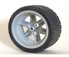 Wheel & Tire Assembly 56mm D. x 34mm Technic Racing Medium, 3 Pin Holes with Black Tire 68.8 x 36 ZR (44772 / 44771)