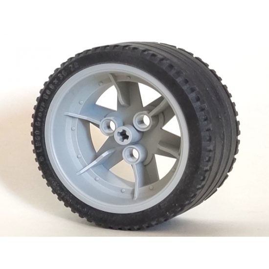 Wheel & Tire Assembly 56mm D. x 34mm Technic Racing Medium, 3 Pin Holes with Black Tire 68.8 x 36 ZR (44772 / 44771)