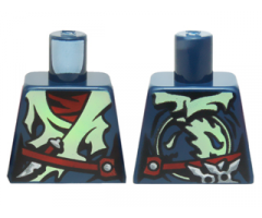 Torso Ninjago Tattered Yellowish Green Robe, Weapons and Dark Red Belt and Undershirt Pattern