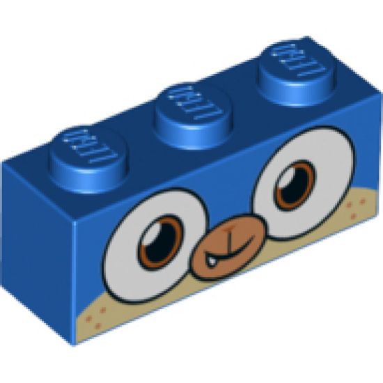 Brick 1 x 3 with Dog Face Wide Dark Orange Eyes, Medium Nougat Muzzle Pattern