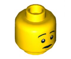 Minifigure, Head Dual Sided Snarling / Raised Eyebrows Pattern - Hollow Stud