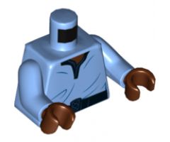 Torso SW V-Collar Shirt and Dark Blue Trim Pattern, Printing on Back (Lando Calrissian) / Medium Blue Arms / Reddish Brown Hands