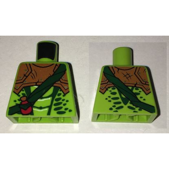 Torso Ninjago Snake with Dark Orange Armor, Dark Green Crossbelt and Red Vial Pattern (Zoltar)