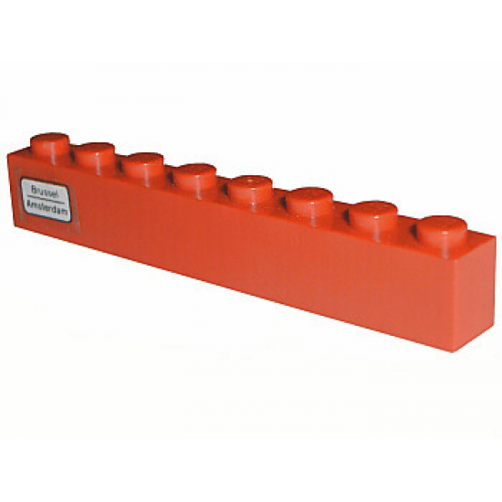Brick 1 x 8 with 'Brussel - Amsterdam' Pattern on Left Side (Sticker) - Set 7745