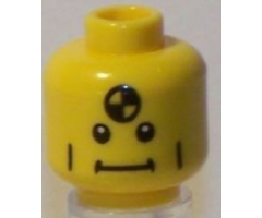 Minifigure, Head Vertical Cheek Lines, Straight Mouth and White Pupils Pattern (Crash Test Dummy) - Blocked Open Stud
