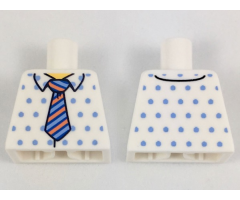 Torso Shirt with Medium Blue Dots, Orange, Dark Blue and Bright Light Blue Striped Tie Pattern