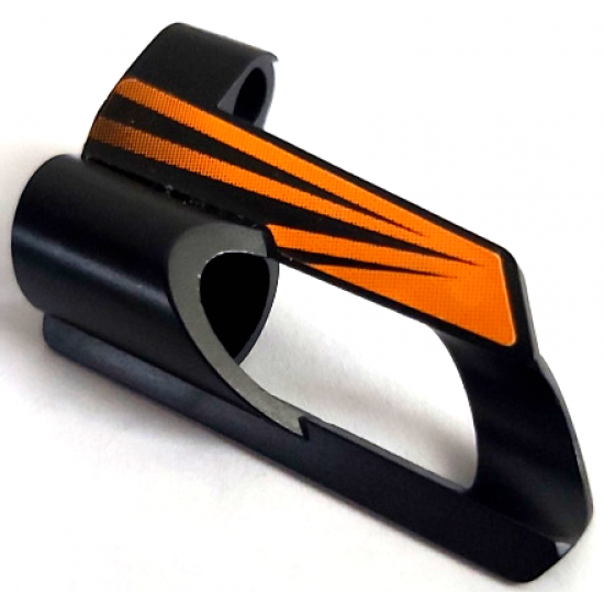 Technic, Panel Fairing # 6 Small Short, Large Hole, Side B with Black and Orange Stripes Pattern (Sticker) - Set 8516