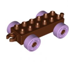Duplo, Vehicle Car Base 2 x 6 with Lavender Wheels with Fake Bolts and Open Hitch End