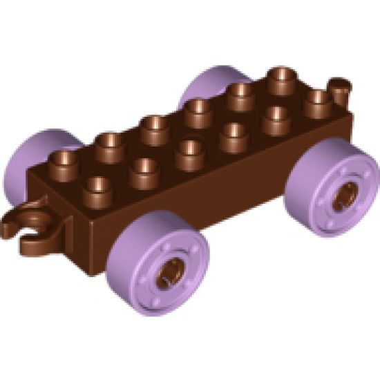 Duplo, Vehicle Car Base 2 x 6 with Lavender Wheels with Fake Bolts and Open Hitch End