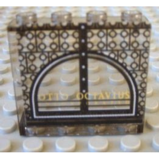 Panel 1 x 4 x 3 - Hollow Studs with Arched Window and 'OTTO OCTAVIUS' Pattern (Sticker) - Set 4857