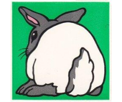 Duplo, Tile 2 x 2 x 1 with Rabbit Mosaic Picture 12 Pattern (Set 1014)