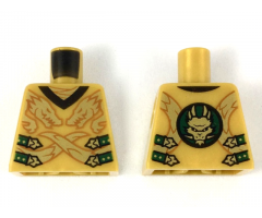 Torso Robe with 2 Gold Dragon Heads and Tails, Dark Green Straps with Gold Clasps Pattern
