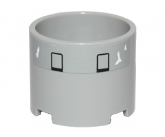 Brick, Round 3 x 3 x 2 with Recessed Center and Axle Hole with 2 Black Rectangles and White Peeling Paint Pattern (Sticker) - Set 75301