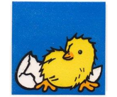 Duplo, Tile 2 x 2 x 1 with Chicken Mosaic Picture 08 Pattern (Set 1014)