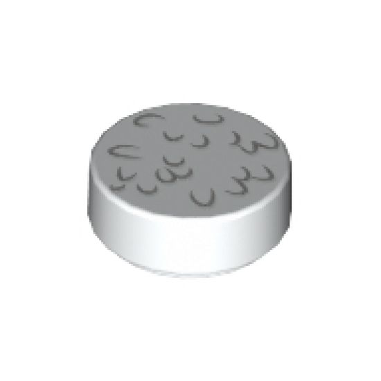 Tile, Round 1 x 1 with Light Bluish Gray Rice Grain Lines Pattern