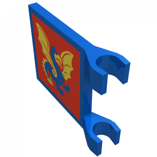 Flag 2 x 2 Square with Red Square and Yellow / Blue Dragon Pattern