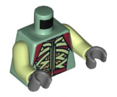 Torso LotR Armor with Light Green and Dark Red Straps and Belt Pattern / Yellowish Green Arms / Dark Bluish Gray Hands