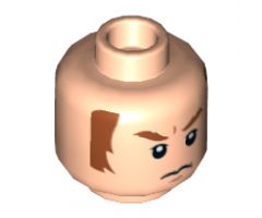 Minifigure, Head Dark Orange Eyebrows and Sideburns, White Pupils, Frown Pattern - Hollow Stud