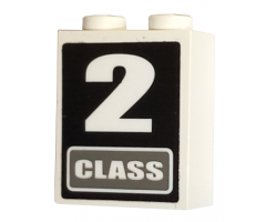 Brick 1 x 2 x 2 with Inside Axle Holder with '2 CLASS' Pattern (Sticker) - Sets 4511 / 10158