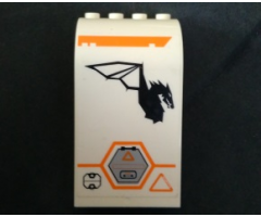 Panel 3 x 4 x 6 Curved Top with Orange Stripe, Gray Hexagonal Hatch and Dragon Logo Facing Right Pattern (Sticker) - Set 7644