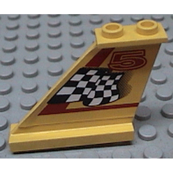 Tail 4 x 1 x 3 with Black and White Checkered Flag, Red Line and Number 5 Pattern on Left Side (Sticker) - Set 8225
