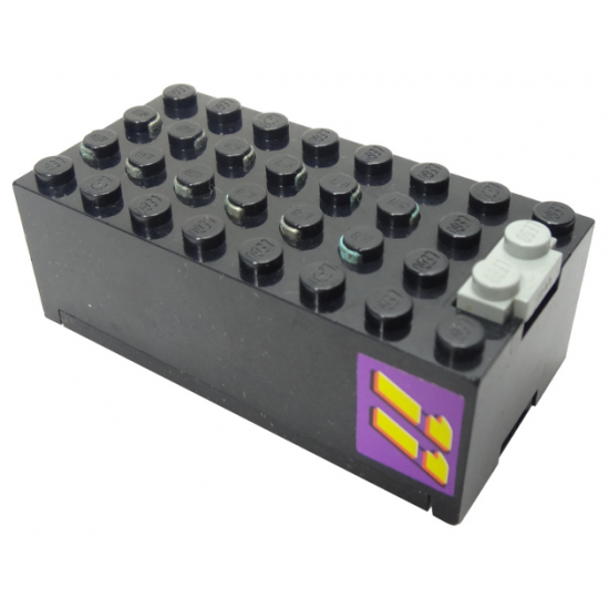 Electric, Battery Box 9V Small with Yellow '11' on Purple Background Pattern on Both Sides (Stickers) - Sets 3038 / 8266