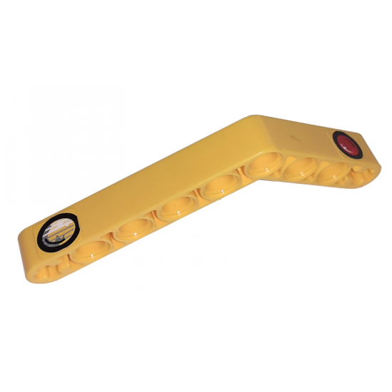 Technic, Liftarm 1 x 9 Bent (6 - 4) Thick with Head and Taillights Pattern (Stickers) - Set 8203