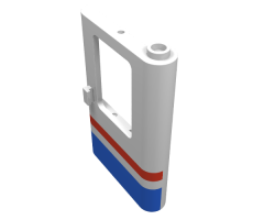 Door 1 x 4 x 5 Train Right with Red/Blue Stripe Pattern