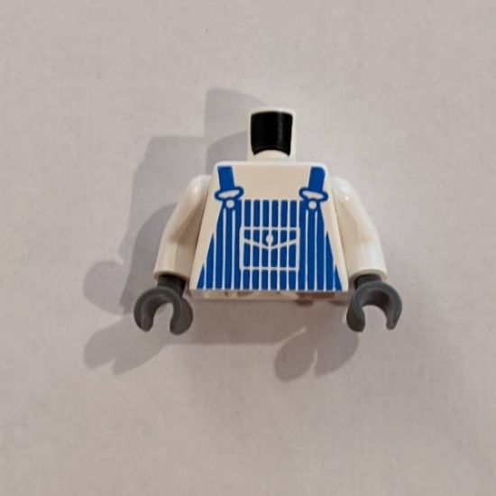 Torso Train Blue Striped Overalls Pattern / White Arms / Dark Gray Hands