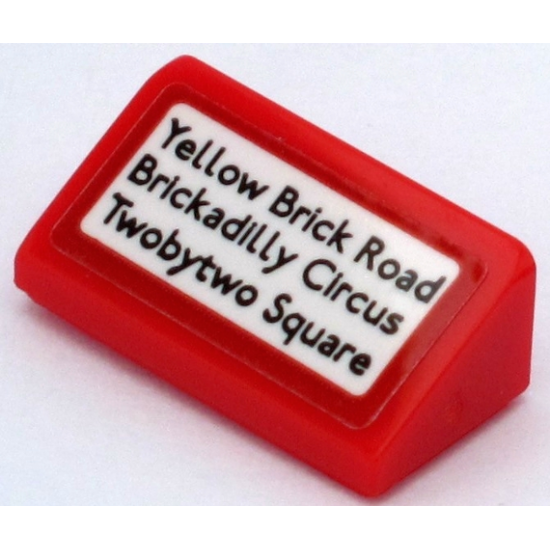 Slope 30 1 x 2 x 2/3 with 'Yellow Brick Road', 'Brickadilly Circus' and 'Twobytwo Square' on White Background Pattern (Sticker) - Set 10258