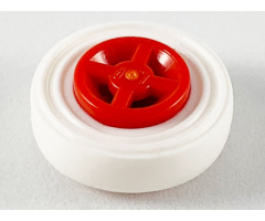 Wheel & Tire Assembly 8mm D. x 6mm with White Tire 14mm D. x 4mm Smooth Small Single (4624 / 3139)