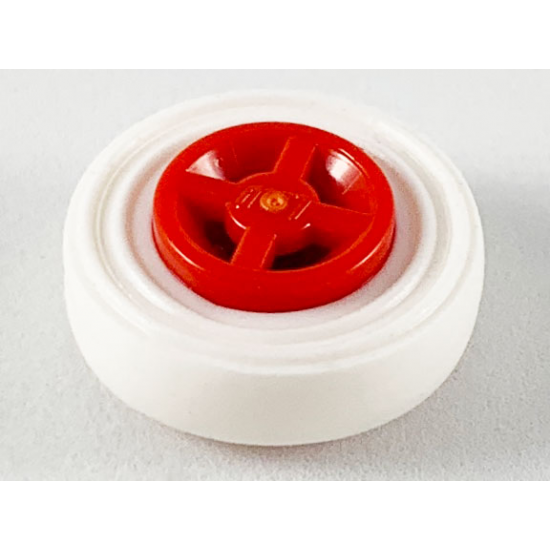 Wheel & Tire Assembly 8mm D. x 6mm with White Tire 14mm D. x 4mm Smooth Small Single (4624 / 3139)