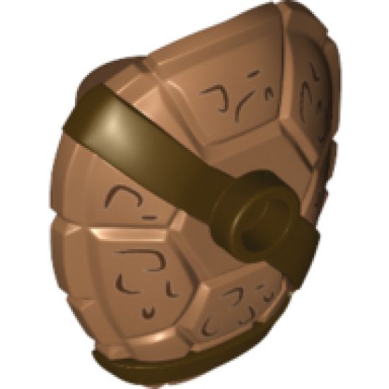 Minifigure, Body Wear Turtle Shell with Stud with Dark Brown Horizontal and Diagonal Belt and Dark Brown Markings Pattern